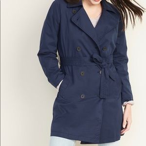 Blue classic water-resistance trench coat
